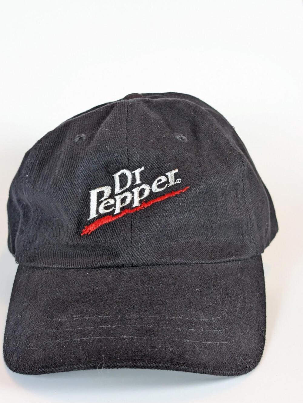 Vintage Dr Pepper Black Embroidered Hat KCCaps Roadster Strapback 1990s Promo